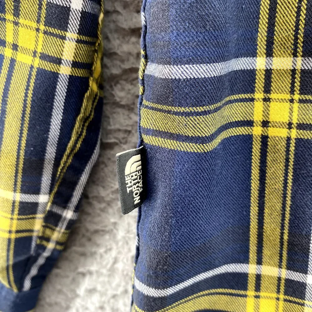 The‎ North Face Shirt Men's Small Navy Yellow Plaid Preppy Outdoor Gorpcore Camp